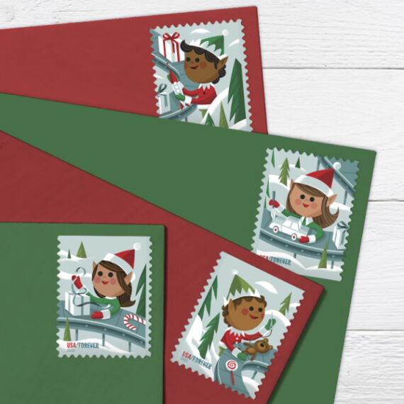 Holiday Elves Stamps 2022 USPS Forever Stamps Forever Stamp Store