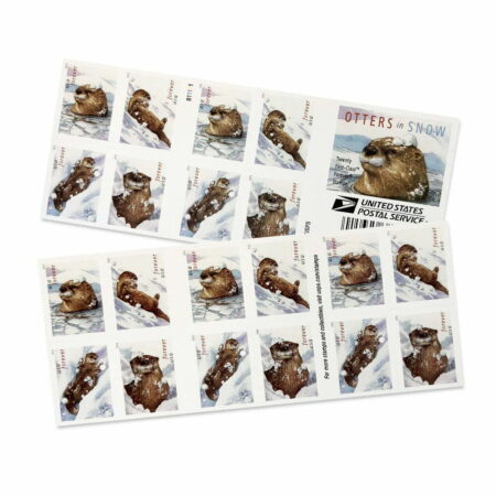 Otters in Snow Stamps