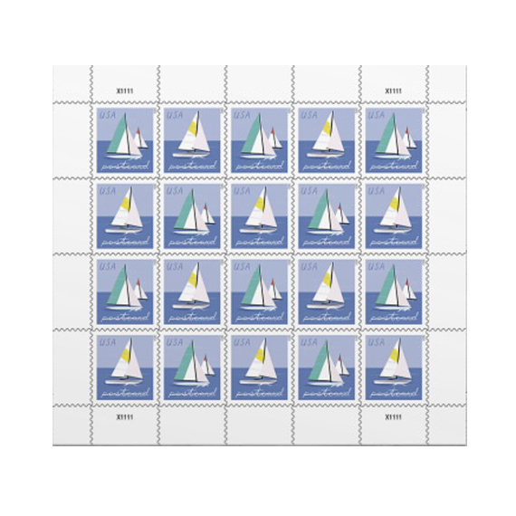 Sailboats Postcard Stamps