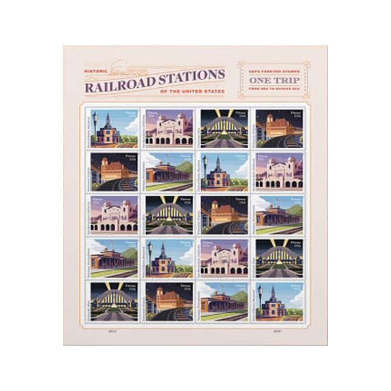 Railroad Stations Stamps