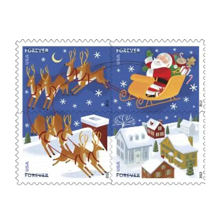 USPS Santa And Sleigh Stamps