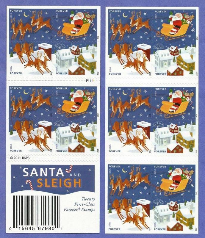 USPS Santa And Sleigh Stamps
