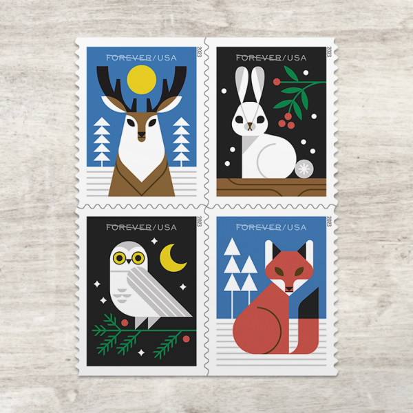 Winter Woodland Animals Stamps
