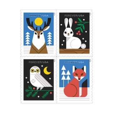 Winter Woodland Animals Stamps