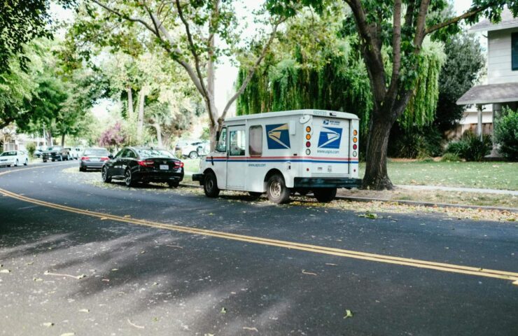 local post truck with outgoing mail