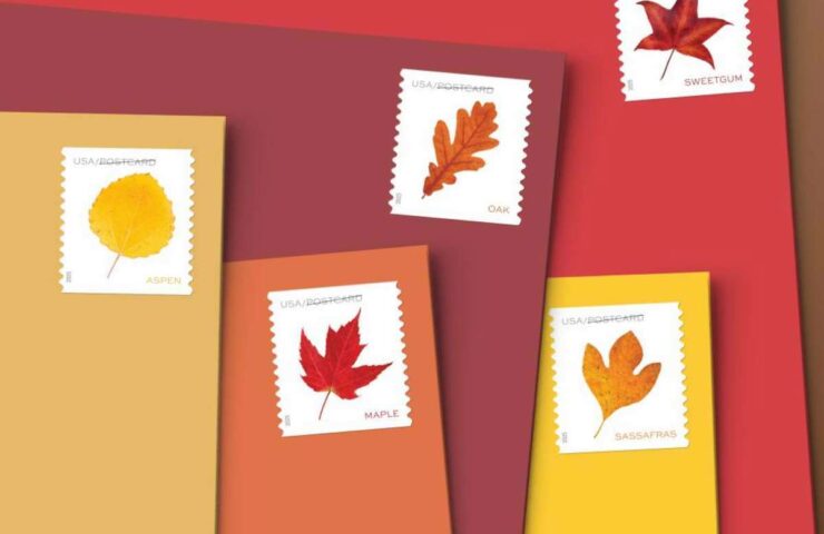 discount vibrant leaves postcard stamps