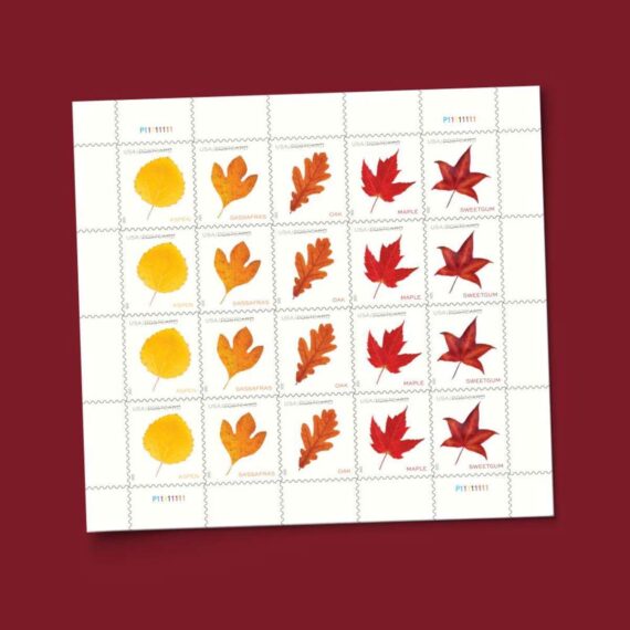 Vibrant Leaves Postcard Stamps